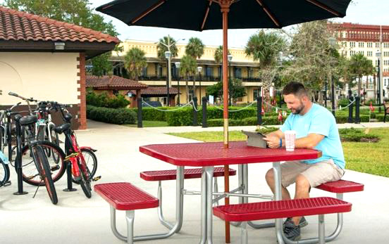 Industrial Picnic Tables Built With Sturdy Materials And Covered With A Coating Made To Last