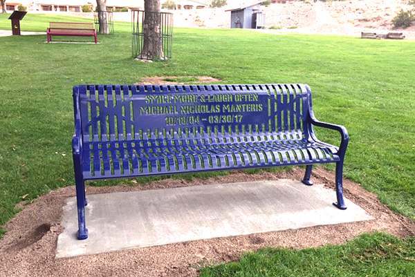metal memorial bench