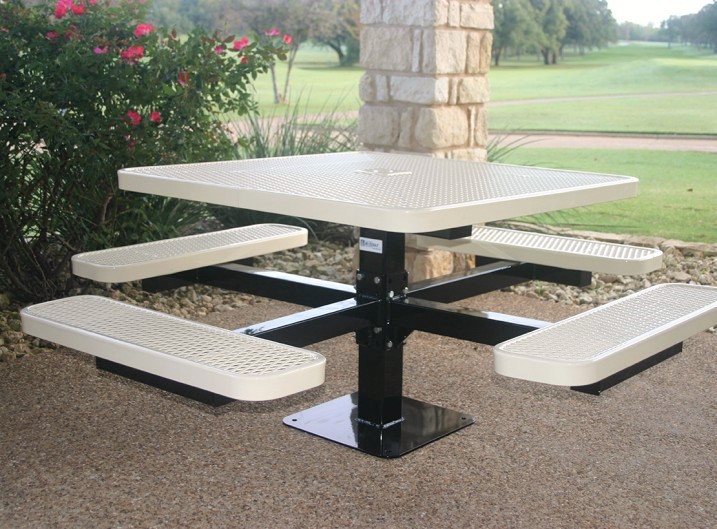 metal picnic table square pedestal