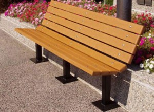 Park bench made with recycled plastic
