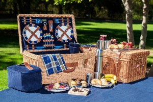 picnic basket and blanket