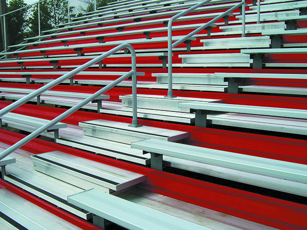 powder-coated aluminum bleachers red revised