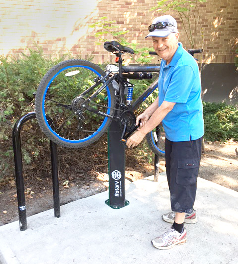 Bike Repair Station And Outdoor Bike Racks Enhance Cycling In Washington Town Courtesy Of Local Rotary Club