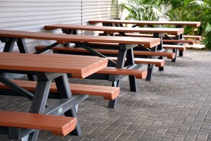 shake shack recycled plastic picnic tables