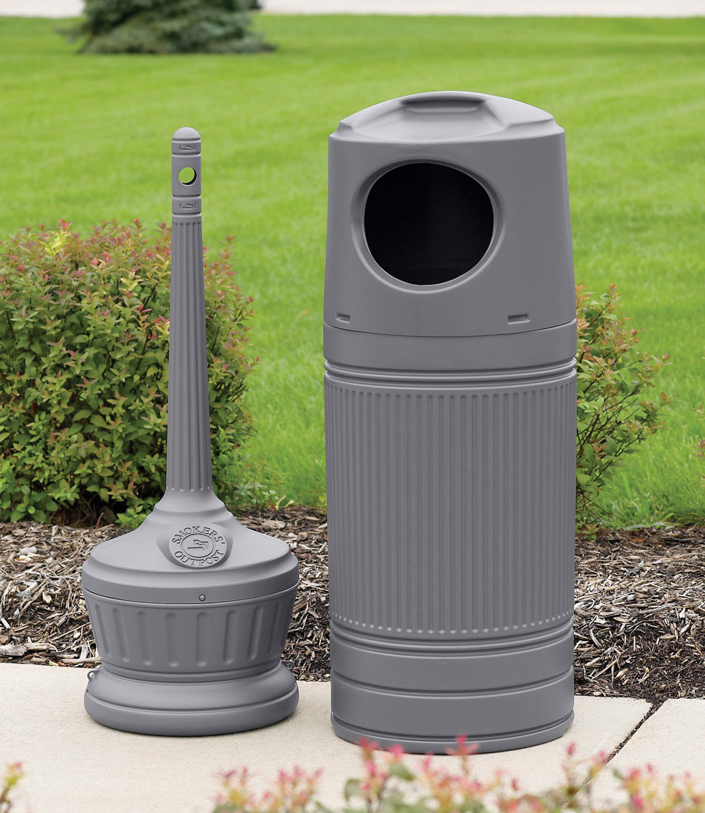 outdoor ashtray and trash receptacle