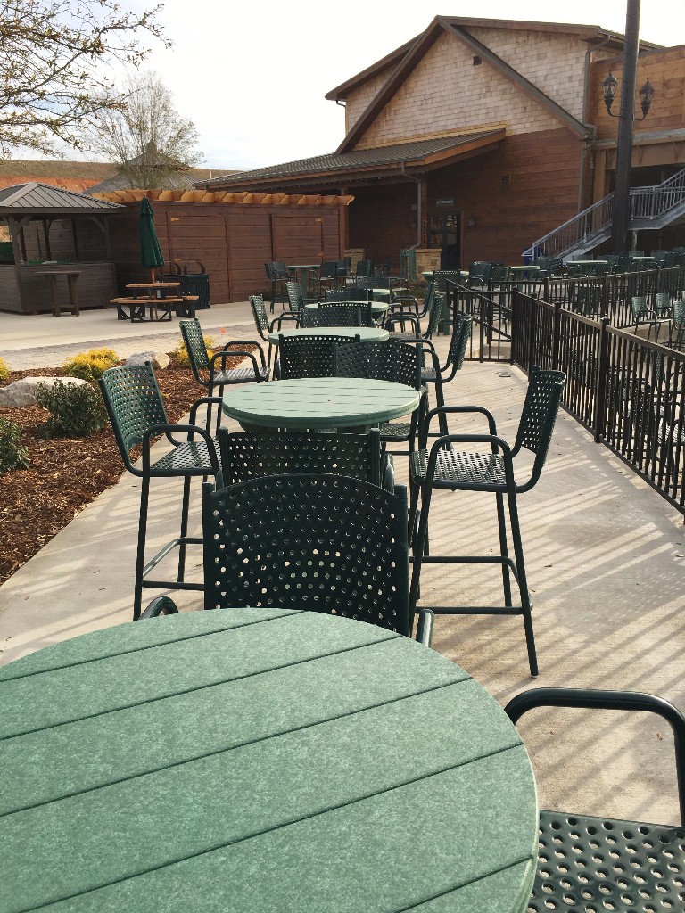 high top tables and metal chairs