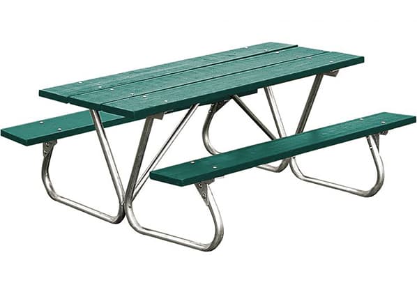 wooden picnic tables