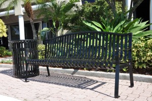 Steel strap metal benches