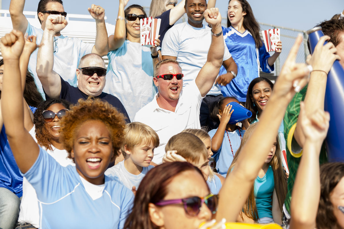 football fans cheer