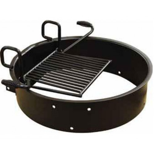 fire ring with adjustable flip grill