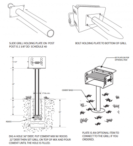 Sample park grill installation instructions. Check spec sheets for each product.